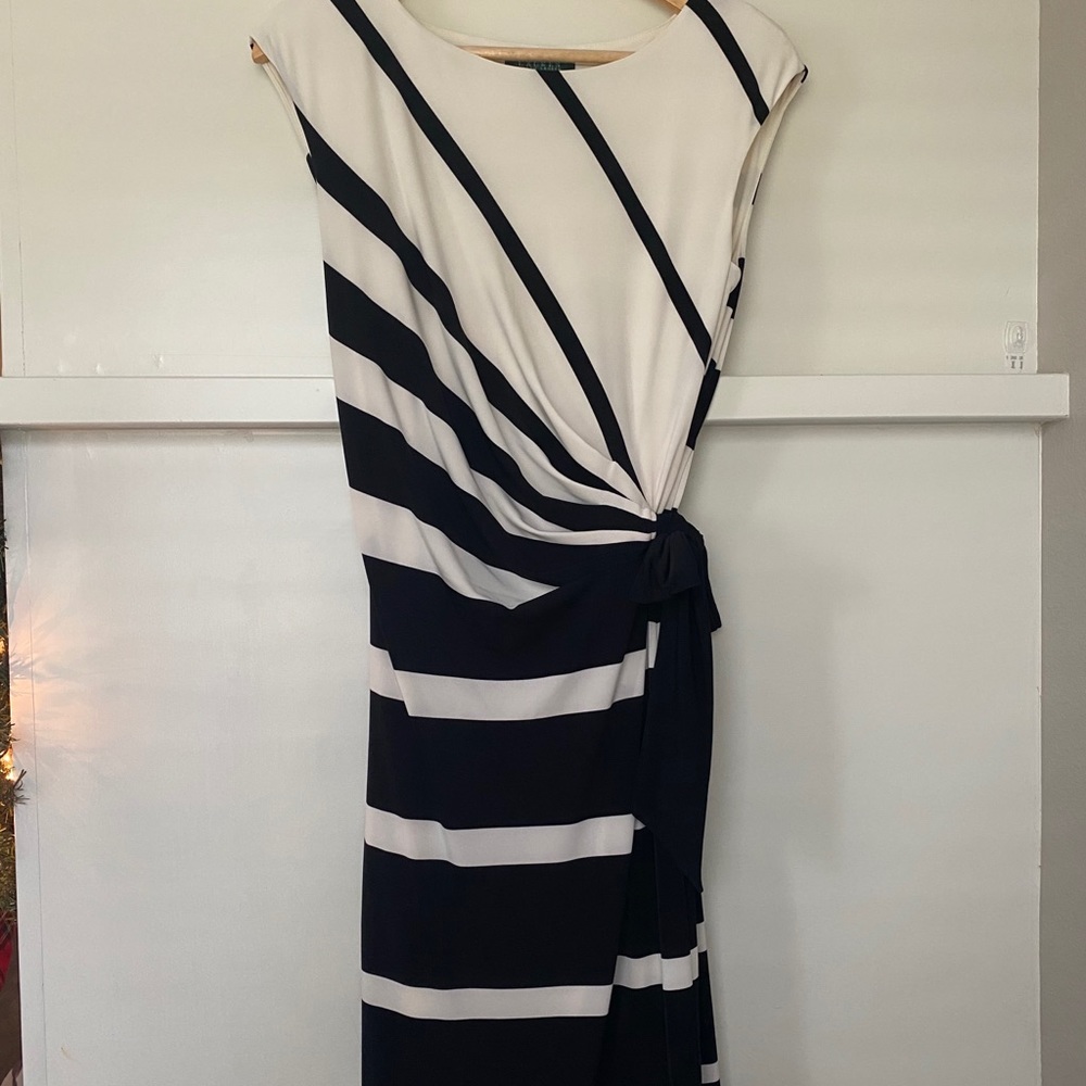 Black and white wrap dress